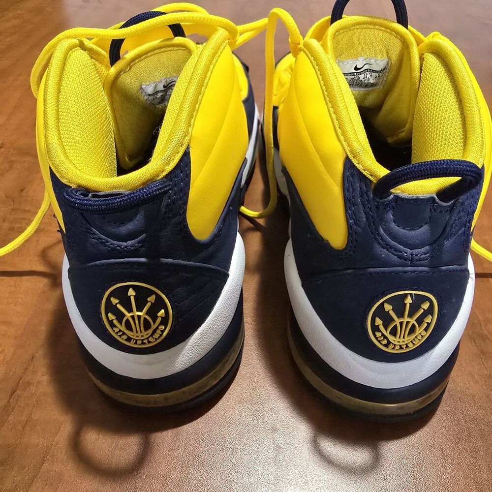 Nike Air Uptempo House Of Hoops Michigan Maize And Blue Lace Up Sneakers 10.5 - Picture 4 of 8